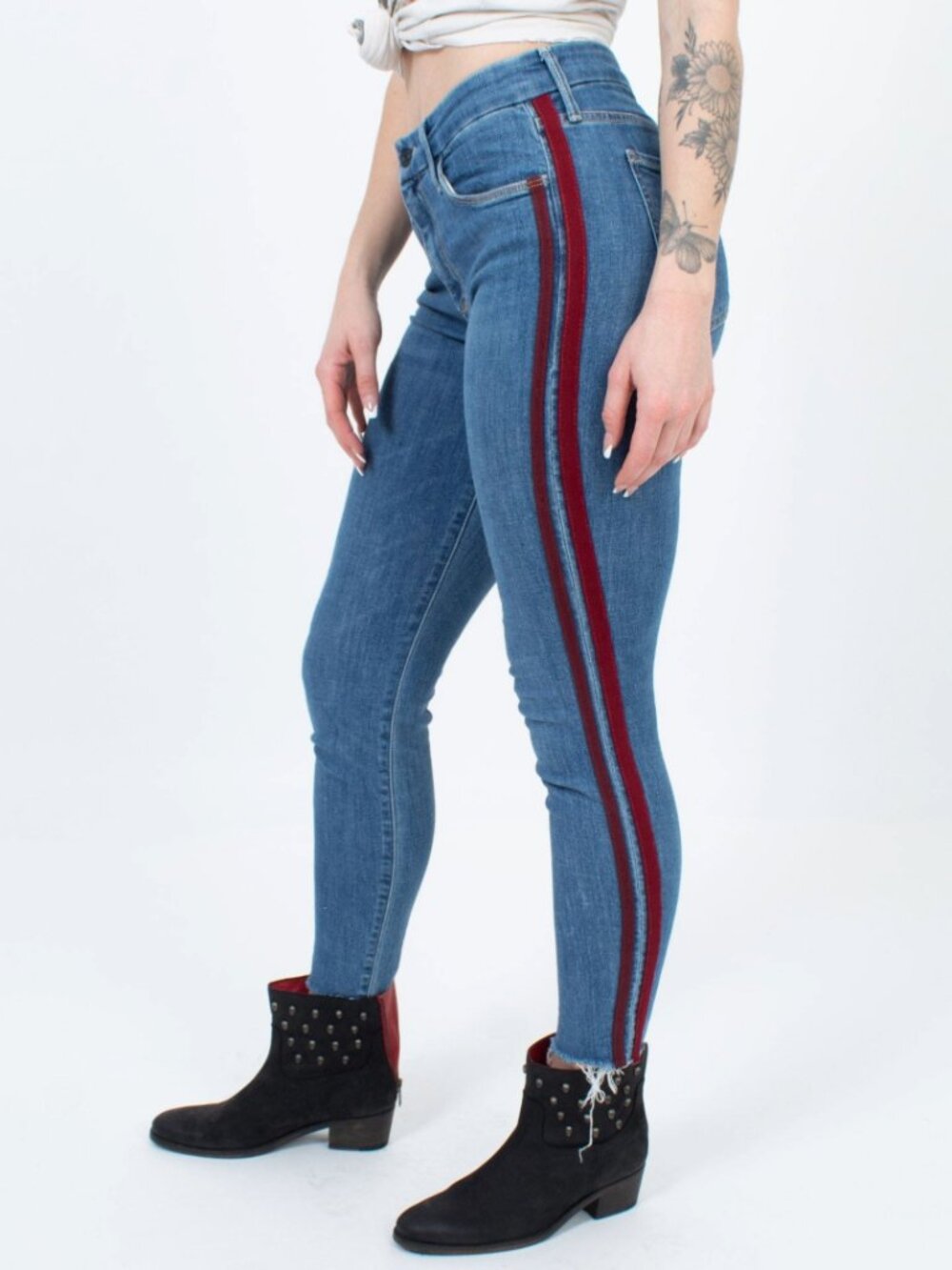 Mother The Looker Ankle Fray Jeans Keeping Love Alive Racer Indie Sleaze Grungeβ
